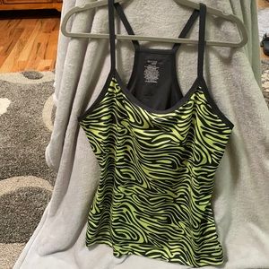 Danskin now yoga tank built in bra grey/lime  trim. XL